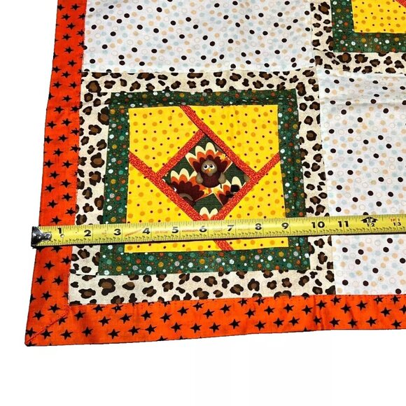 Homemade Handcrafted Baby Lap Blanket Quilt Fall Wall Hang Turkeys 39 1/2" x 30" - Picture 16 of 16